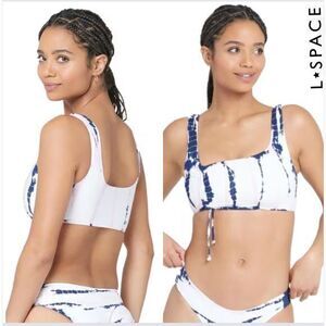 L Space Revolve Wilder‎ Printed Bikini Top Size Medium Liberty Tie Dye